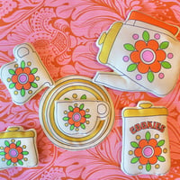 Image 1 of Retro Kitchen Teatime Set Cut and Sew Panel