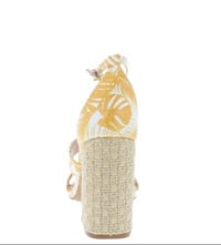Image 3 of YELLOW OPEN TOE ANKLE STRAP WOVEN BLOCK HEELS