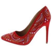 RED RHINESTONE POINTED TOE STILETTO HEELS