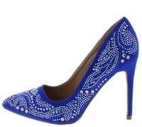 ELECTRIC BLUE RHINESTONE POINTED TOE STILETTO HEELS