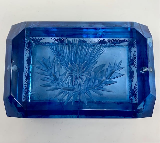 Image of Hand Carved Lucite Desk Boxes- Blue or Clear