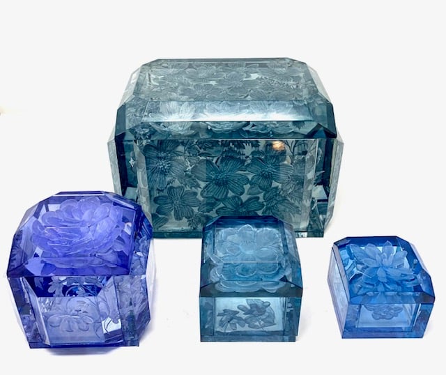 Image of Extra Large Victorian Lucite Box- Grey Blue- custom order only