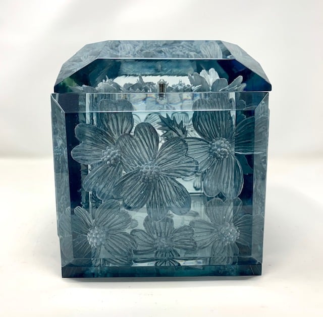Image of Extra Large Victorian Lucite Box- Grey Blue- custom order only