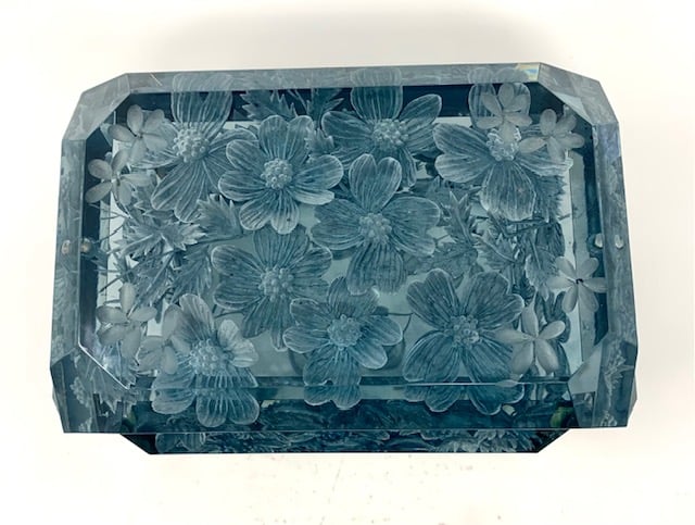Image of Extra Large Victorian Lucite Box- Grey Blue