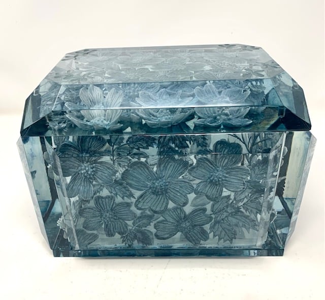 Image of Extra Large Victorian Lucite Box- Grey Blue