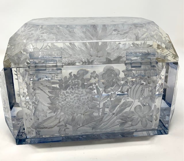 Image of  Extra Large Victorian Lucite Box-Watery Blue
