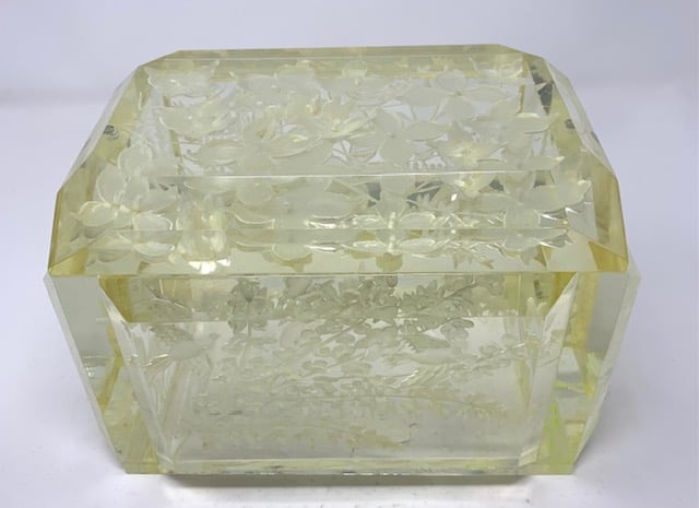 Image of Extra Large Victorian Lucite Box- Pale Yellow