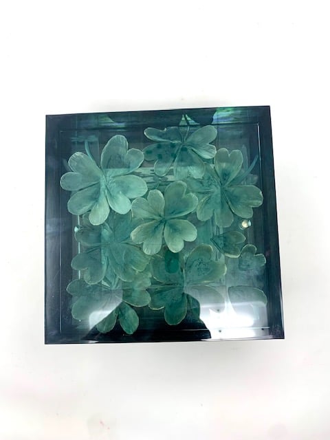 Image of Large Lucky Cube Lucite Box- Green