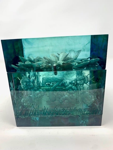 Image of Large Lucky Cube Lucite Box- Green