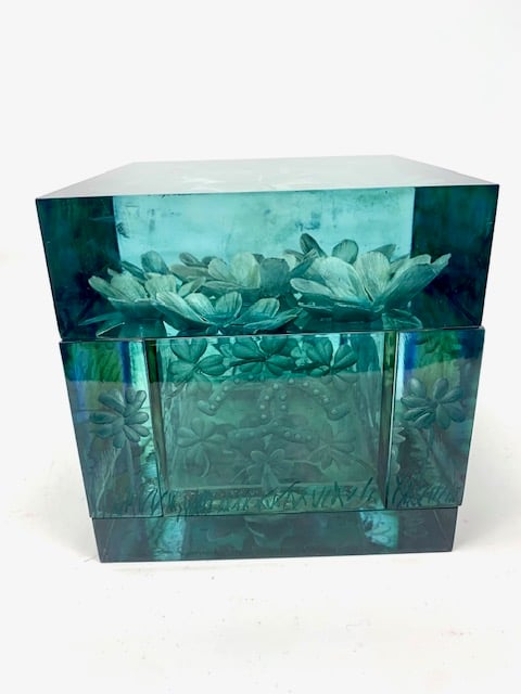 Image of Large Lucky Cube Lucite Box- Green
