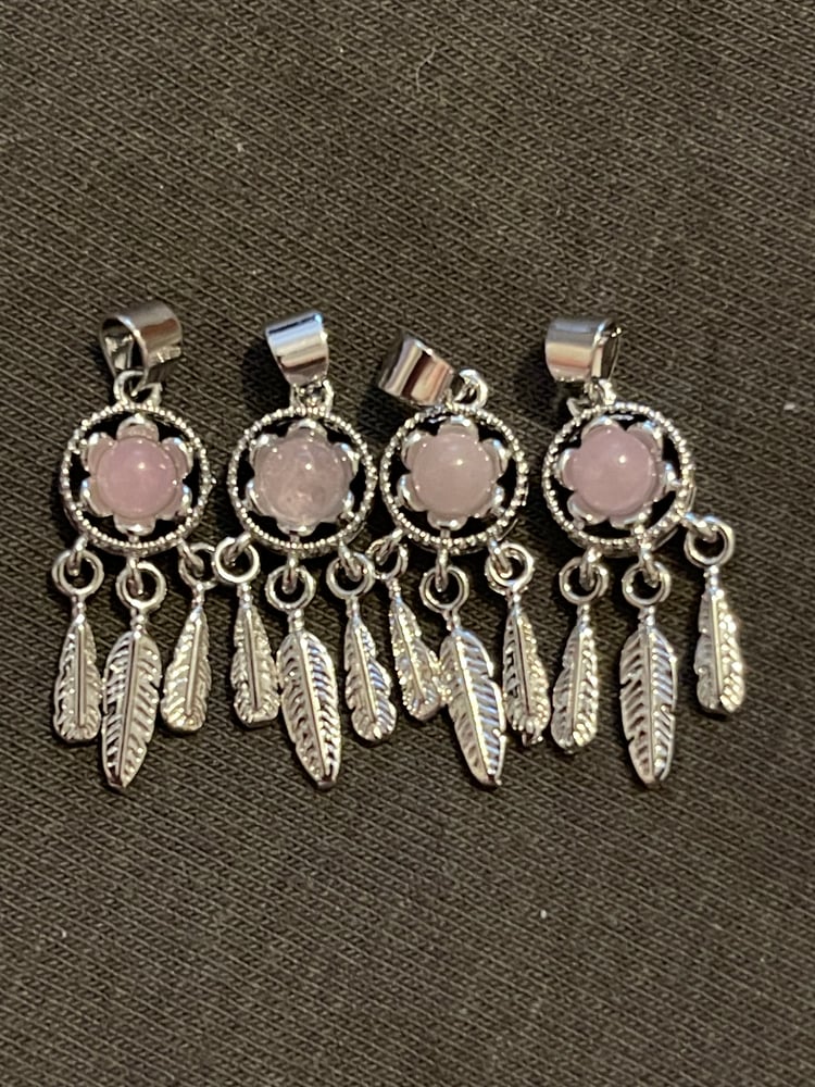 Image of Rose quartz dream catcher pendants 