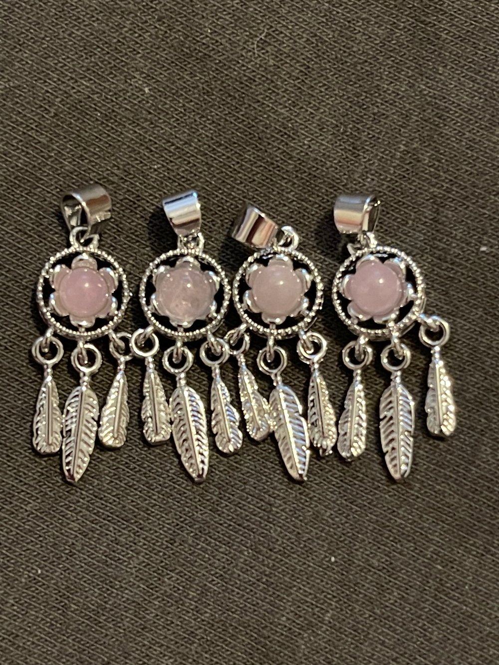 Image of Rose quartz dream catcher pendants 