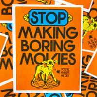 Image 2 of Stop Making Boring Movies Crying Cow Sticker