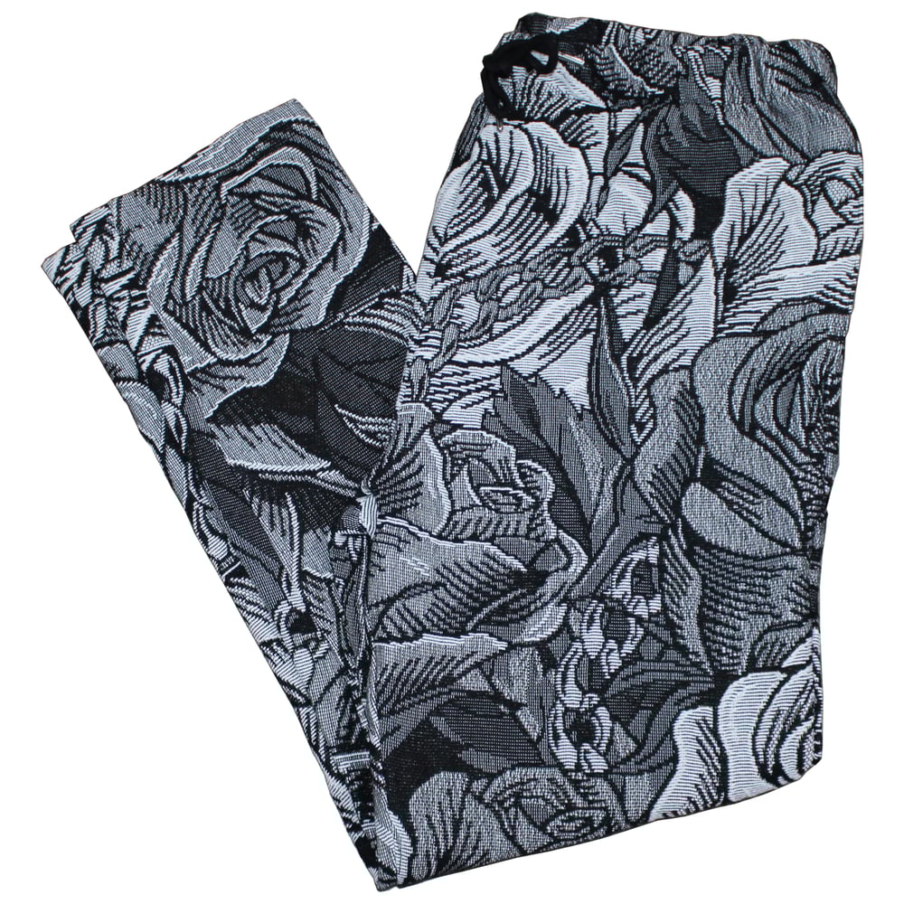 Image of Black rose tapestry pants (Pattern one) 
