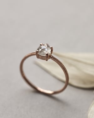 Image of 18ct Rose gold, Pear shaped pale grey diamond ring (LON225)