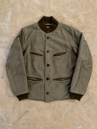 Image 1 of RRL LEATHER-TRIM COTTON BOMBER JACKET