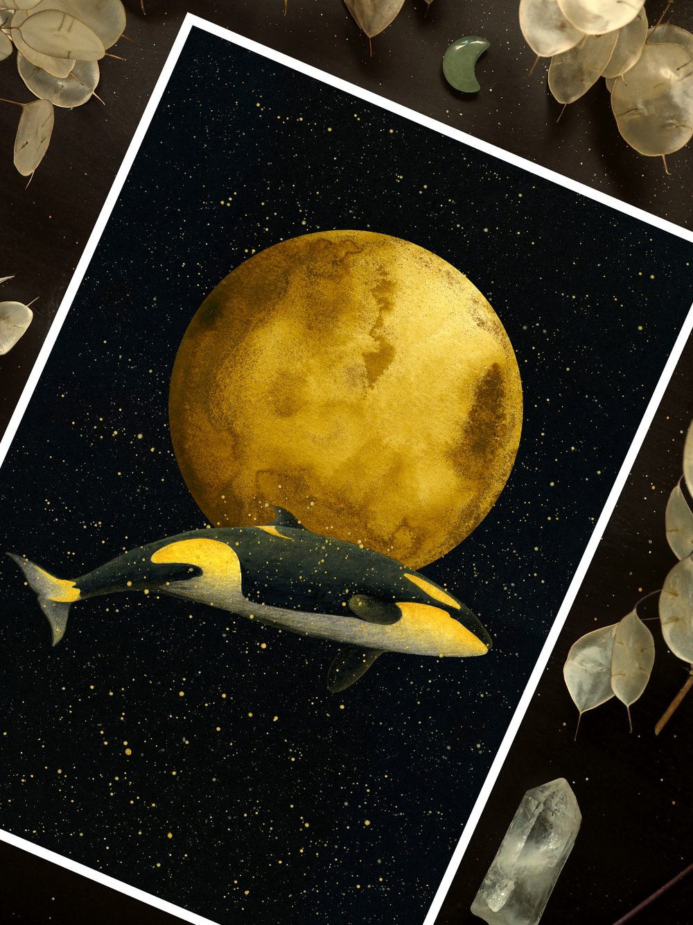 Image of Full Moon Magic Orca Art Print
