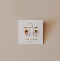Image 1 of Gold Dip Clear Quartz Point Earring