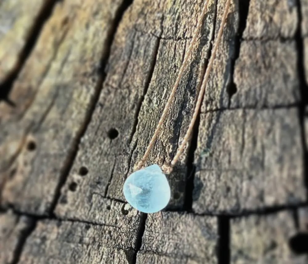 Image of Aquamarine Small Faceted Teardrop Necklace