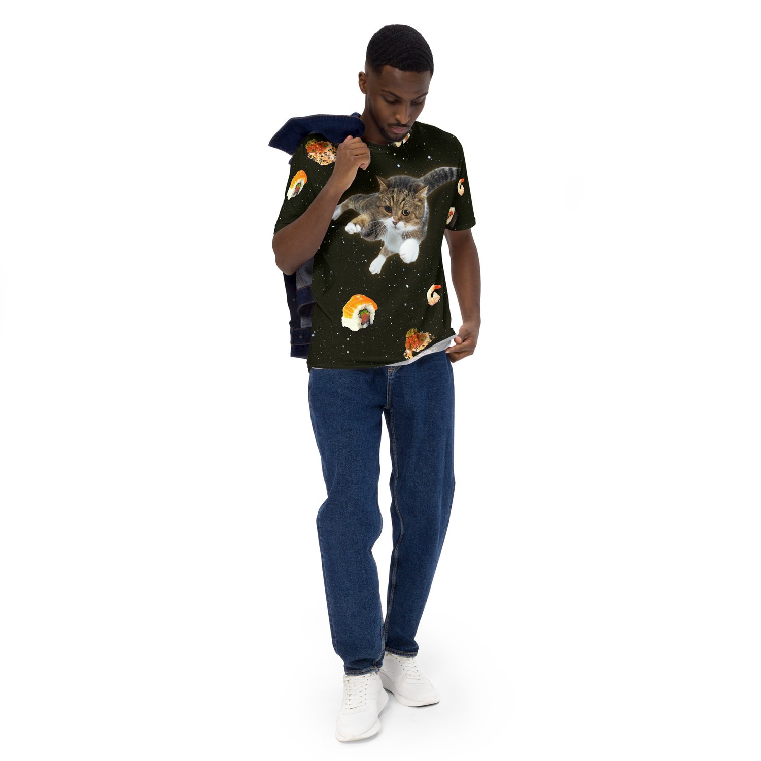 Image of Sushi Cat in Space - All Over Print Men's/Unisex T-shirt