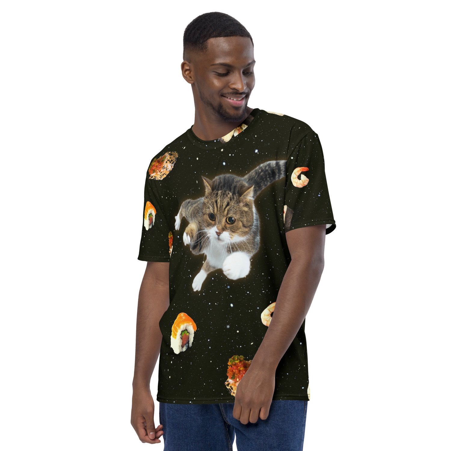 Image of Sushi Cat in Space  - All Over Print Men's/Unisex T-shirt 