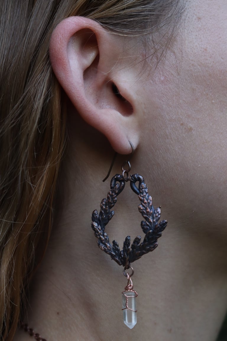 Cedar & Quartz Earrings