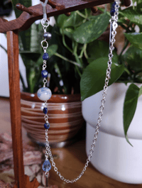 Image 1 of LAPIS LAZULI DROP glasses chain earring (SINGLE-SIDED)