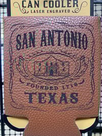 LEATHER SAN ANTONIO TEXAS CAN COOLER KOOZIE