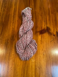 Image 1 of Handspun Romney, Blended Wool, and English Angora Fiber Yarn - My Kind of Red Bunowool