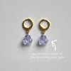alexandrite glass flower petal huggie hoop earrings