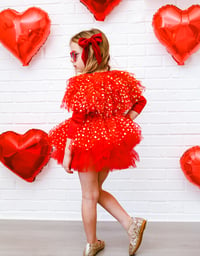 Image 2 of Red & gold tutu leo set