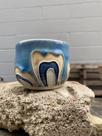 Image 3 of Set Of 4 Sky Blue Espresso Cups w.Petal Motif