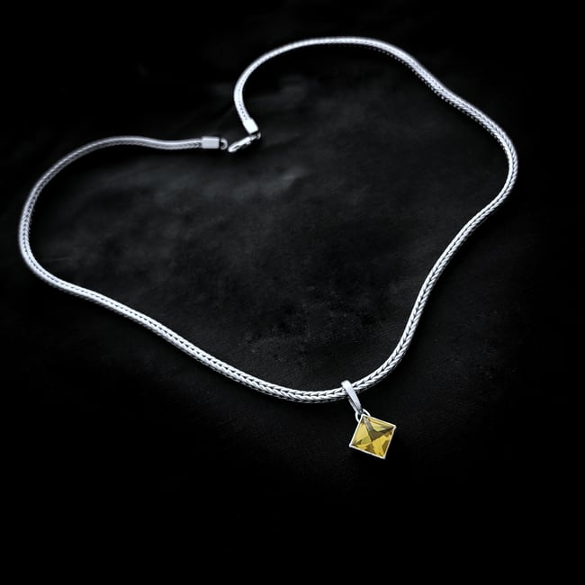 Argentium Silver Foxtail w/ Lemon Quartz Pendant