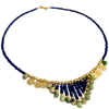 ONE OF A KIND - Gold Coin Lapis Lazuli & Turquoise Fringe Necklace