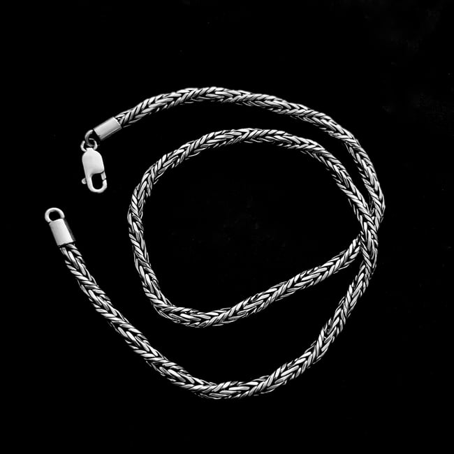 Sterling Silver Twisted Foxtail Necklace