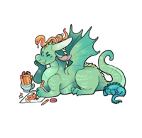 Image of Drawing Dragon Holographic Sticker