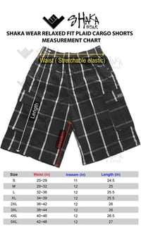 Image 5 of SHAKA WEAR BURGUNDY MEN’S RELAXED FIT PLAID CARGO SHORTS