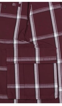 Image 3 of SHAKA WEAR BURGUNDY MEN’S RELAXED FIT PLAID CARGO SHORTS