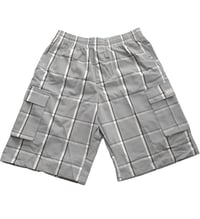 Image 5 of SHAKA WEAR GREY MEN’S RELAXED FIT PLAID CARGO SHORTS