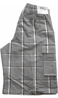 Image 4 of SHAKA WEAR GREY MEN’S RELAXED FIT PLAID CARGO SHORTS