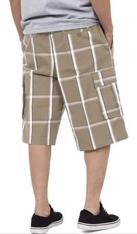Image 2 of SHAKA WEAR KHAKI MEN’S RELAXED FIT PLAID CARGO SHORTS