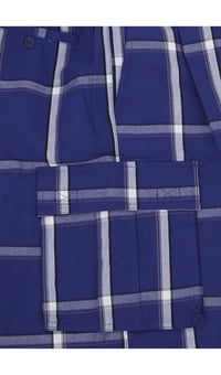 Image 3 of SHAKA WEAR ROYAL BLUE MEN’S RELAXED FIT PLAID CARGO SHORTS