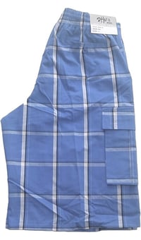 Image 4 of SHAKA WEAR SKY BLUE MEN’S RELAXED FIT PLAID CARGO SHORTS