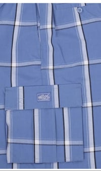 Image 3 of SHAKA WEAR SKY BLUE MEN’S RELAXED FIT PLAID CARGO SHORTS