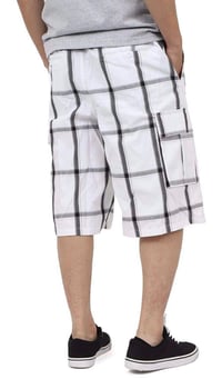 Image 2 of SHAKA WEAR WHITE MEN’S RELAXED FIT PLAID CARGO SHORTS