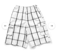 Image 4 of SHAKA WEAR WHITE MEN’S RELAXED FIT PLAID CARGO SHORTS