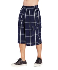 Image 3 of SHAKA WEAR NAVY BLUE MEN’S RELAXED FIT PLAID CARGO SHORTS