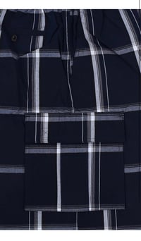 Image 4 of SHAKA WEAR NAVY BLUE MEN’S RELAXED FIT PLAID CARGO SHORTS