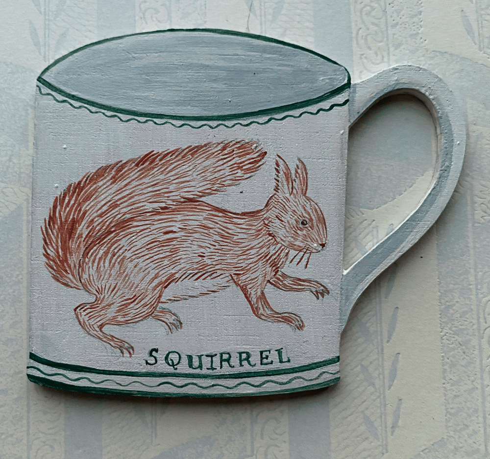 Image of Miniature wooden painted cup cutout: Squirrel