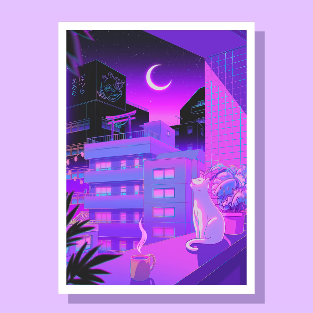 Image of Under The Neon Moon HOLOGRAPHIC PRINT - A3